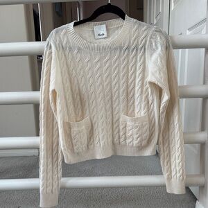Allude Cream Cable Knit Sweater